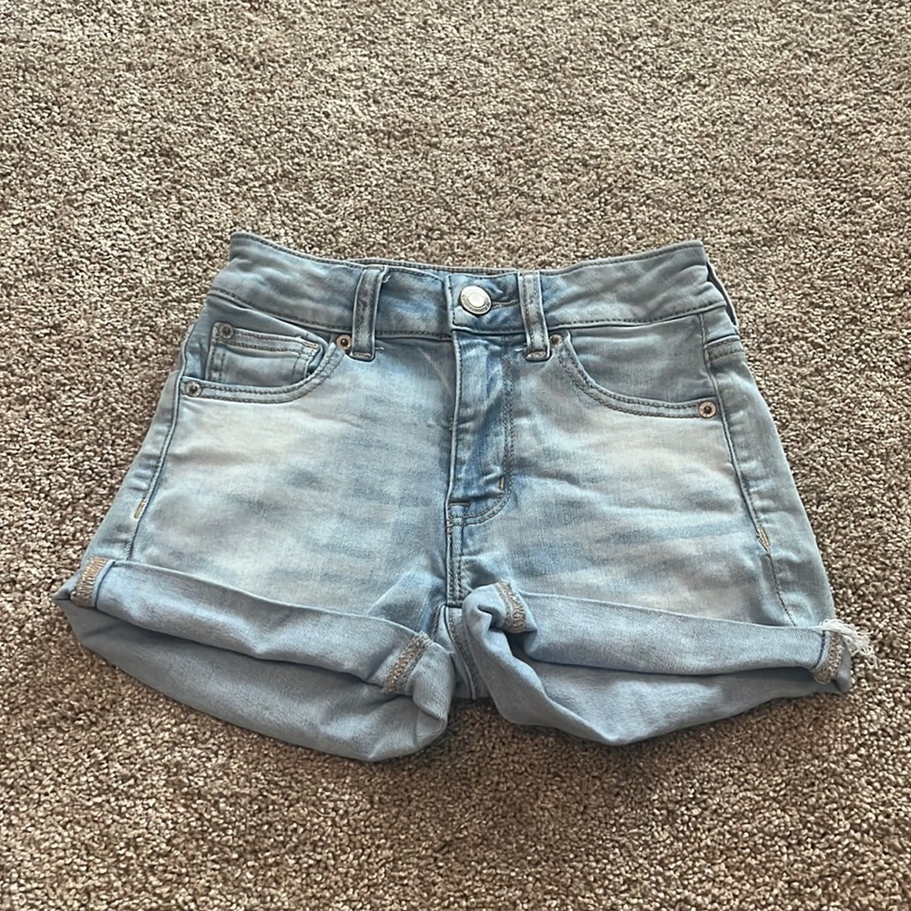 USED American Eagle jean shorts, size 0 next level stretch